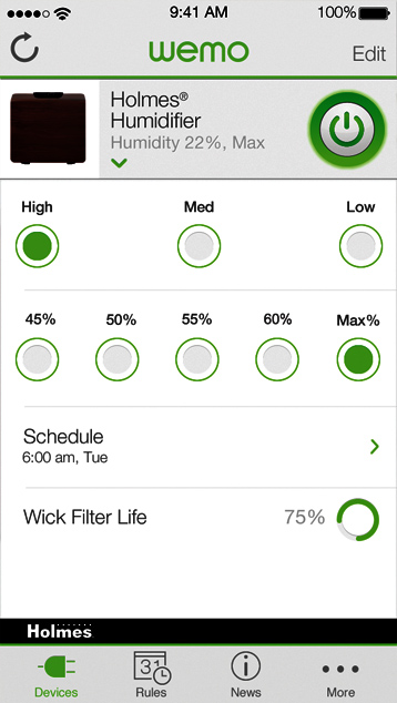 Holmes WeMo humidity control