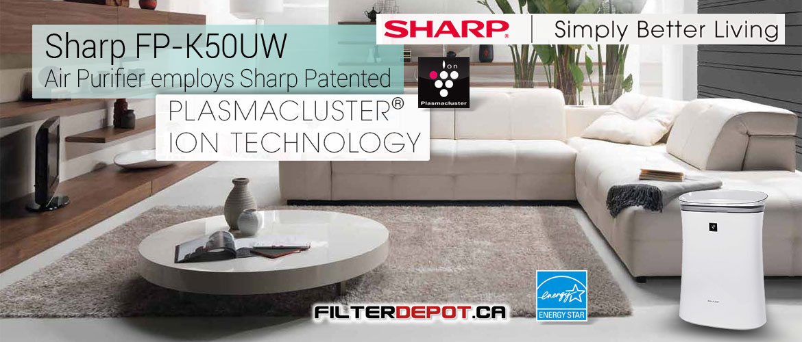 Sharp FP-K50UW Plasmacluster Air Purifier at FilterDepot.ca