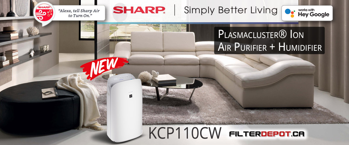 Sharp KCP110CW Plasmacluster Air Purifier / Humidifier at FilterDepot.ca